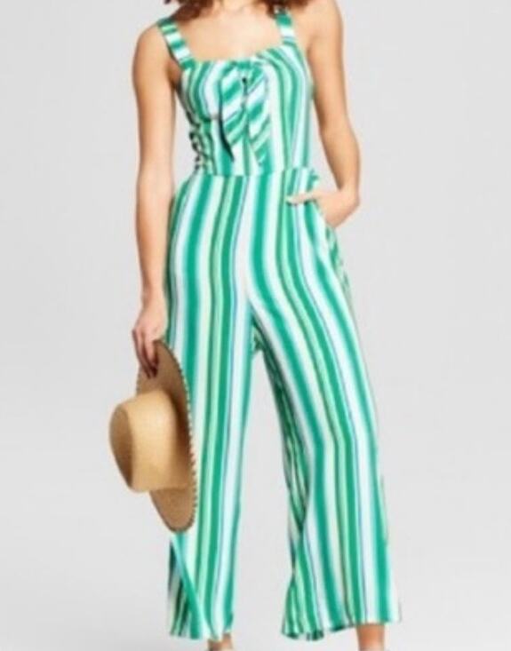a new day Pants - A New Day Jumpsuit Women M Cute Striped coastal New years eve spring party